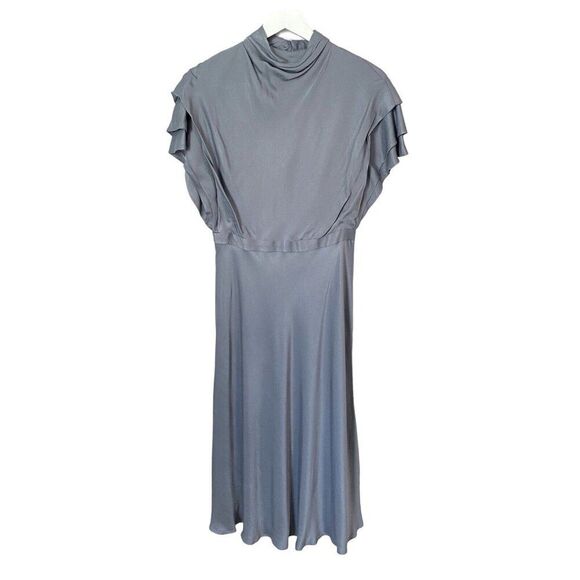 NEW Anthropologie "Madeleine Midi Dress Wedgewood High Neck Layered Sleeves sz 4 - Picture 2 of 13